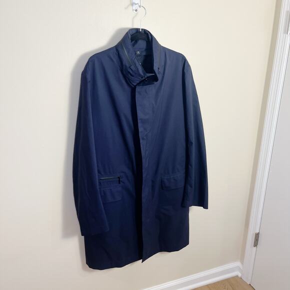 Hugo Boss Mens Water Repellent Jacket Navy Hooded Button and Zip Size 42L - Picture 4 of 14